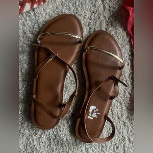 Brown Sandals with Gold Accents